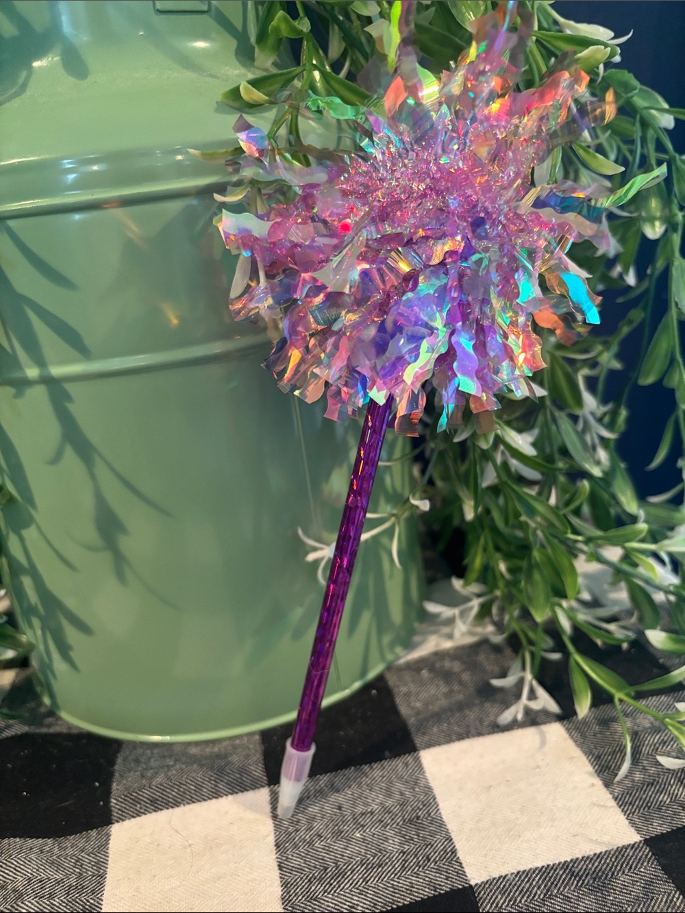 Holographic Pom-Pom Glitter Pen in Purple